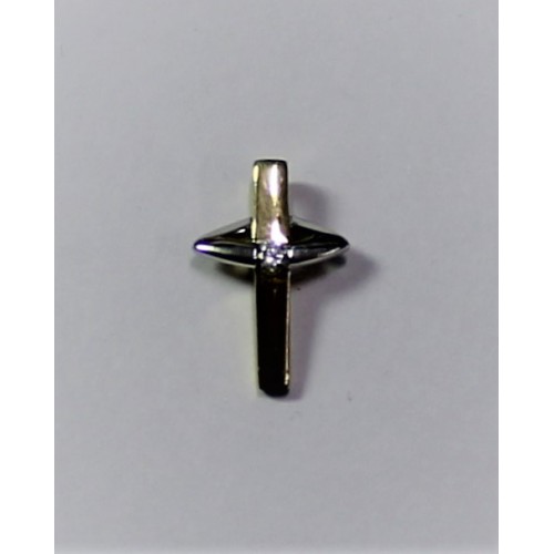 Bicolor gouden kruis hanger met zirkonia 18x12.5mm - 000036859